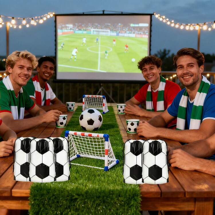 25/50pcs Of Drawstring Bags For Football Parties, Sports-Themed Gift Bags, Plastic Gift Wrapping Bags, Team Celebration Decorations, Birthday Party Supplies. - Multicolor - View 4