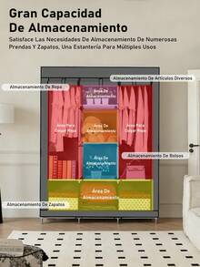 Closet Armable Ropero Rack Guardaropa Recamara Organización, Bonito, Práctico Y Resistente. Armario Plegable Organizador de Ropa,navidad - Gris - Ver 6