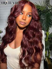 OQ Hair Body Wave Hair Reddish Brown Color 180% 16-28 Lnch Pre-Plucked 7x5 Transparent Lace Closure Wigs Wear And Go Glueless Wigs Natural Hairline Beginner Friendly Travel Festival Prom Outdoor Gifts For Women - S33 - View 2