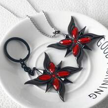 游戏钥匙扣动漫人物阿尔莱基诺领章吊坠钥匙圈可爱水钻镶嵌钥匙链《恶棍》角色扮演道具 - 彩色 - 查看 6