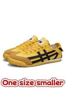 （建议选大一码，尺码偏小）（薄底，轻便舒适）！轻盈柔软，适合春夏穿着或叠穿。方便旅行或日常休闲穿着。高品质流行通勤风简约金色星星鞋，星星鞋，情侣鞋，时尚帆布网面运动鞋，休闲鞋，极简平底休闲鞋（多种颜色可选） - 黃色 - 查看 6