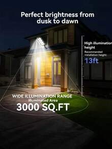 1个200颗LED太阳能壁灯，带运动传感器，3种照明模式，270°可调角度，内置1200mAh 18650可充电电池，太阳能充电+遥控器，带投影功能的明亮夜灯，适用于花园/庭院/小径/别墅，节日装饰礼物，适合情人节、母亲节、开学季、圣诞节、万圣节等场合。 - 黑色 - 查看 6