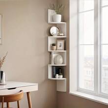 Corner Shelf Wall Mount, 5-Tier Floating Corner Bookshelf, Plant Shelf For Bedroom, Living Room, Bathroom, Home Office