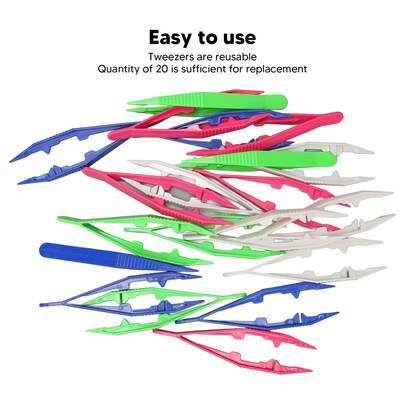 Pack Of 20 Lightweight Plastic Bead Tweezers: Durable, Non-Slip Design For Beading And Craft Projects.