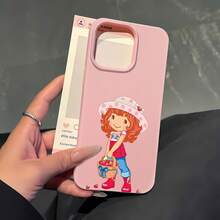 Funda de teléfono con espejo y diseño de Strawberry Girl, compatible con  17,  16 Pro Max,  15 Pro Max,  13 y  12. Fabricada en TPU para una protección óptima contra golpes y caídas. Un regalo encantador para familiares y amigos, perfecto para cumpleaños, fiestas o cualquier ocasión especial, que le dará un toque divertido y encantador a tus accesorios de diario. - Rosa - Ver 3