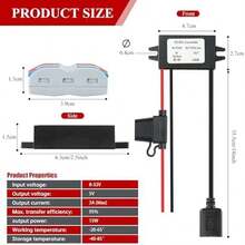 USB Car Charger 8 - 32V to 5V 3A DC - DC Converter for Truck/RV/Boat/Heavy Equipment, Waterproof Voltage Regulator with CE Certified - Verde - Ver 7