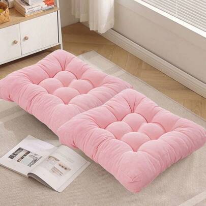1pc 50*50cm Thick Velvet Fuzzy Tatami Cushion Seat Pad, Chair Pad, Garden Dining Chair Armchair Heightening Pad, Pink