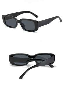 Brand New Small-Frame Glasses, Women's European And American Vintage Teardrop-Shaped Glasses, High-End Women's Style Glasses, Suitable For Daily Wear, Travel, And Photography, Unisex, Eye Accessories, Simple And Casual Geometric Flat-Top Women's Glasses Made Of PC Material, Suitable For All Seasons  Casual    PC    None - 黑色 - 查看 5