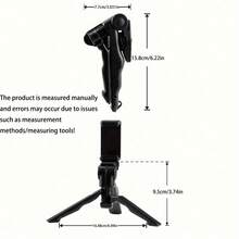 Tripé de Telefone Estabilizador de 360°, Portátil e Dobrável | Suporte Universal para Transmissão ao Vivo e Vlogging de Telefone/Câmera | Ajustável e Flexível, Essencial para Criadores de Conteúdo Compatível com iPhone, Telefone Android, Presente para Aniversário, Família, Amigos Presentes Suporte de Telefone Acessórios de Telefone Forte Capacidade de Carga - Preto - Visão 3