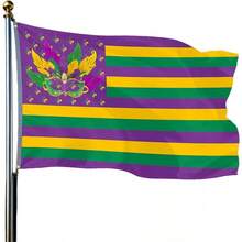 1 件 2D 平面横幅，狂欢节旗帜户外印刷嘉年华横幅标志，涤纶材质，适用于室内外，新奥尔良化装舞会嘉年华派对，悬挂式旗帜，无需电源 - 彩色 - 查看 3