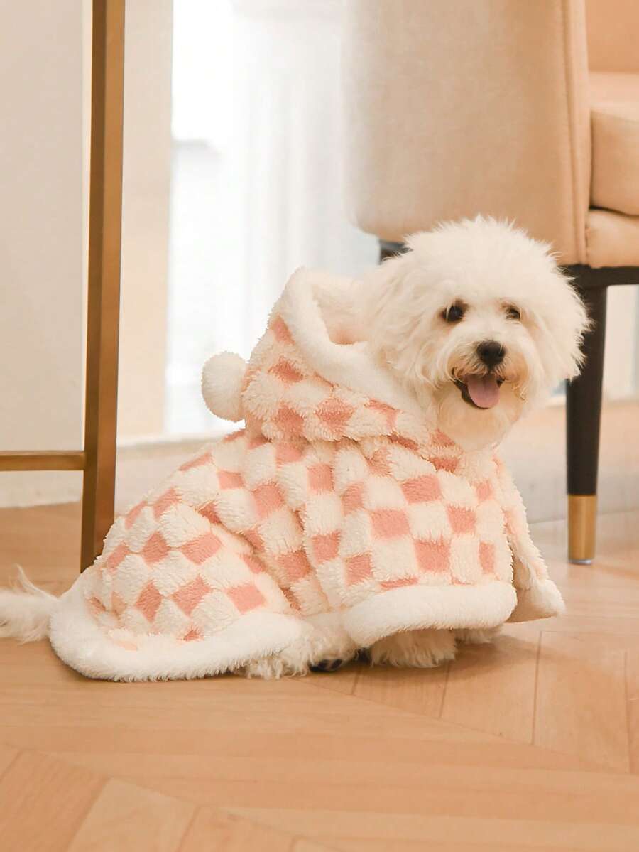 Soft Fleece Pet Jacket & Cape - Adjustable Winter Warm Dog Coat Cat Poncho For Small Medium Pets Up To 25lbs, Cozy Thermal Outerwear For Fall Winter - Pink - View 1