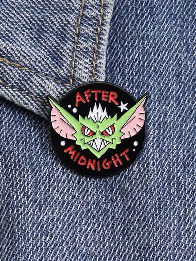 1pc Dark Cute "After Midnight" Green Elf Enamel Needle Punk Style Personalized Cartoon Badge Clothes Backpack Accessories Gift Jewelry For Friends