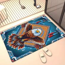 800g/M² Heavy Duty Turquoise Eagle Pattern Mat - Large Non-Slip Absorbent Washable Polyester Mat, Suitable For Outdoor, Bathroom, Camping, Yoga, Living Room - Turquoise Blue Southwest  Design With Eagle Pattern - 彩色 - 查看 9