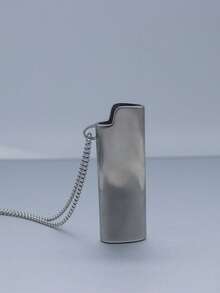 1pc Unisex Stainless Steel Creative Lighter Case Pendant Necklace, Fashionable Hip-Hop Style Gift For Couples