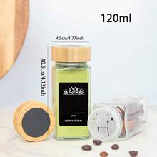 8/12/24 Pcs Glass Spice Jars With Wooden/Bamboo Lids And Labels, Transparent Glass Spice Bottles With Twist Caps, Airtight Kitchen Seasoning Storage Containers, Herb Spice Jars With Labels - Multicolor - View 2