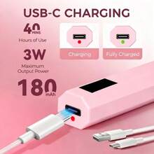 便携式凝胶美甲灯，带数字显示屏 - 无线快速手持/免提式美甲灯，适用于家庭、美甲沙龙、旅行 - 凝胶指甲油固化设备，理想的礼物 - 升級款-粉紅色 - 查看 4