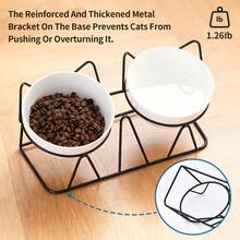 室内猫用陶瓷增高食碗，15°倾斜金属支架防呕吐保护脊椎，减少猫咪胡须疲劳，防滑且可机洗 - 400-800ml - 查看 6