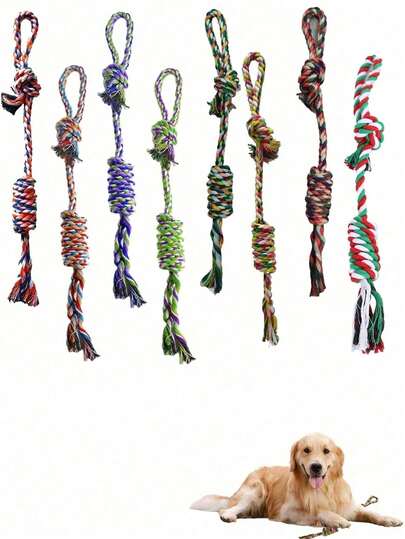 Random Color Durable Rope Chew Toys For Puppies, Teething Toys For Small & Medium Dogs, Suitable For Chasing, Chewing And Training