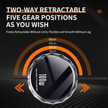 快速充电三合一可伸缩充电线，100W高速充电线，可调节Type-C数据线，USB转USB-C/Lightning/Micro USB，兼容及其他设备，通用旅行多功能充电器，妇女节礼物，生日礼物，周年纪念礼物，婚礼庆典礼物。 - 彩色 - 查看 6