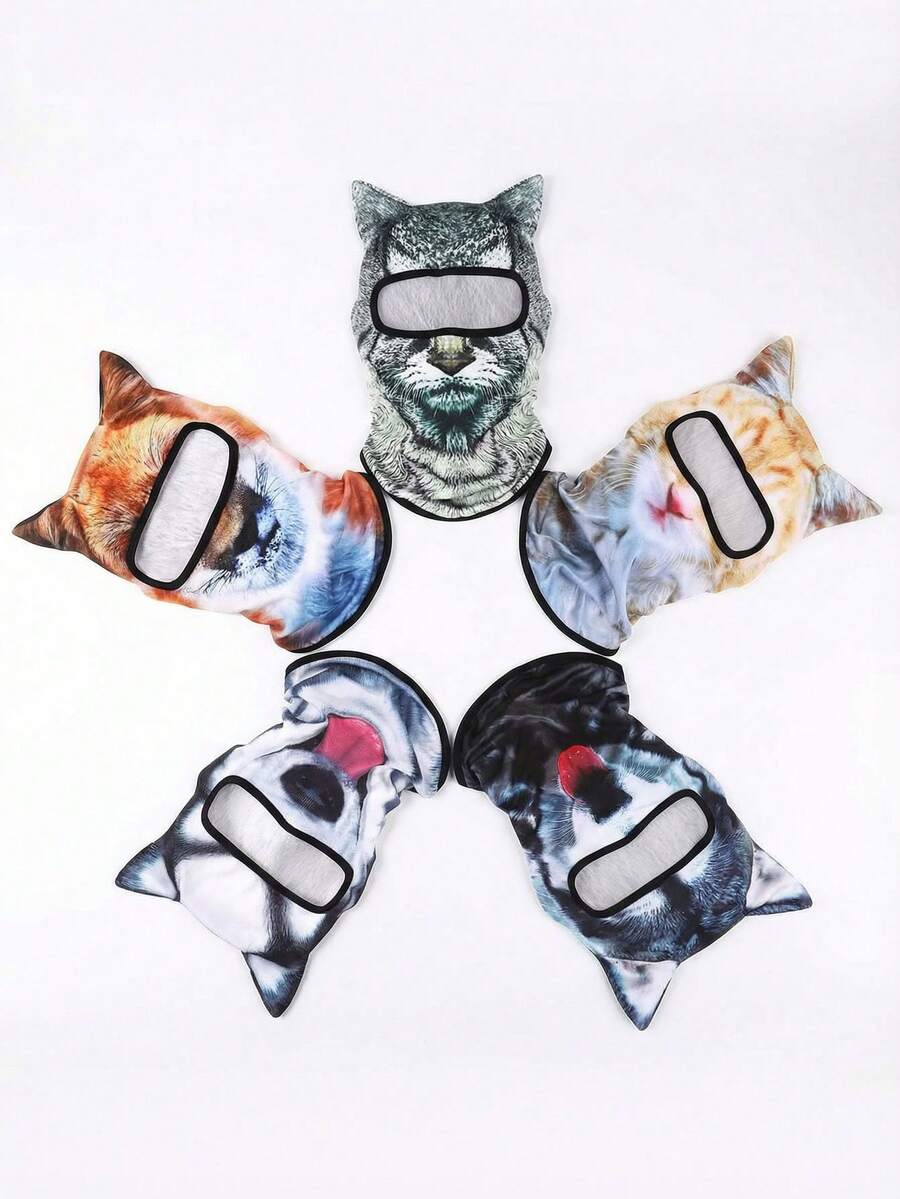 1pc Funny 3D Animal Balaclava Unisex Full Face Ski Mask UV Protection Breathable Windproof Soft Neck Gaiter Husky White Cat Grey Cat Tiger Winter Balaclava Summer Sunscreen Hood Halloween Costume Christmas Gift Birthday Gift Men Women Teens Skiing Riding Cycling Camping Hiking Beach Party Outdoor - Multicolor - View 1