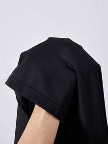 女童可爱休闲卡通印花圆领短袖A字连衣裙，甜美夏日连衣裙 - 黑色 - 查看 9