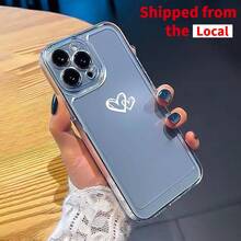 Transparente Handyhülle mit Herzmuster, stoßfeste Schutzhülle, Handy-Zubehör kompatibel mit iPhone 11 12 13 14 15 16 Pro Max/Pro/Plus - Transparent - Übersicht 3