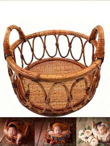 Giỏ đựng đạo cụ chụp ảnh sơ sinh, giỏ vintage thủ công dành cho bé trai và bé gái, giường tạo dáng chuyên nghiệp cho buổi chụp ảnh sơ sinh, phụ kiện nội thất studio chụp ảnh em bé. - Nhiều màu - Xem 1