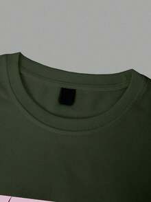 Y2K Anime Eye Print Oversized T-Shirt, Loose Fit, Premium Soft Fabric, Summer/Spring - 軍綠色 - 查看 6