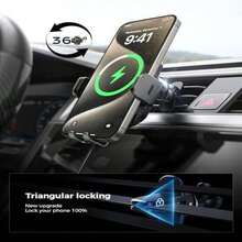 Automobile Wireless Charger with Phone Holder, 15W Fast Charging, Automatic Phone Holders for Car Dashboards and Windshields, Ventilation Accessories - Negro - - Ver 9