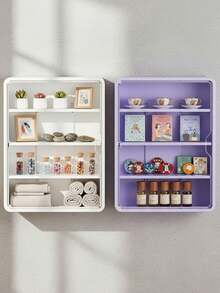 1个多功能收纳柜，白色防尘展示柜，展示架，磁吸门展示柜，透明亚克力壁挂式娃娃柜，盲盒收纳架，娃娃玩具展示盒，化妆品收纳架，模型展示架，适用于微缩模型或盲盒娃娃收藏，节省空间（不含模型） - 彩色 - 查看 5