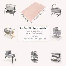 2 Packs Muslin Bassinet Sheets, Soft Bedside Sleeper Bassinet Sheets, Compatible With Baby Delight, Dream On Me, AMKE And Other Rectangle Mattress, Bedside Sleeper Bassinet Fitted Sheets For Boys And Girls