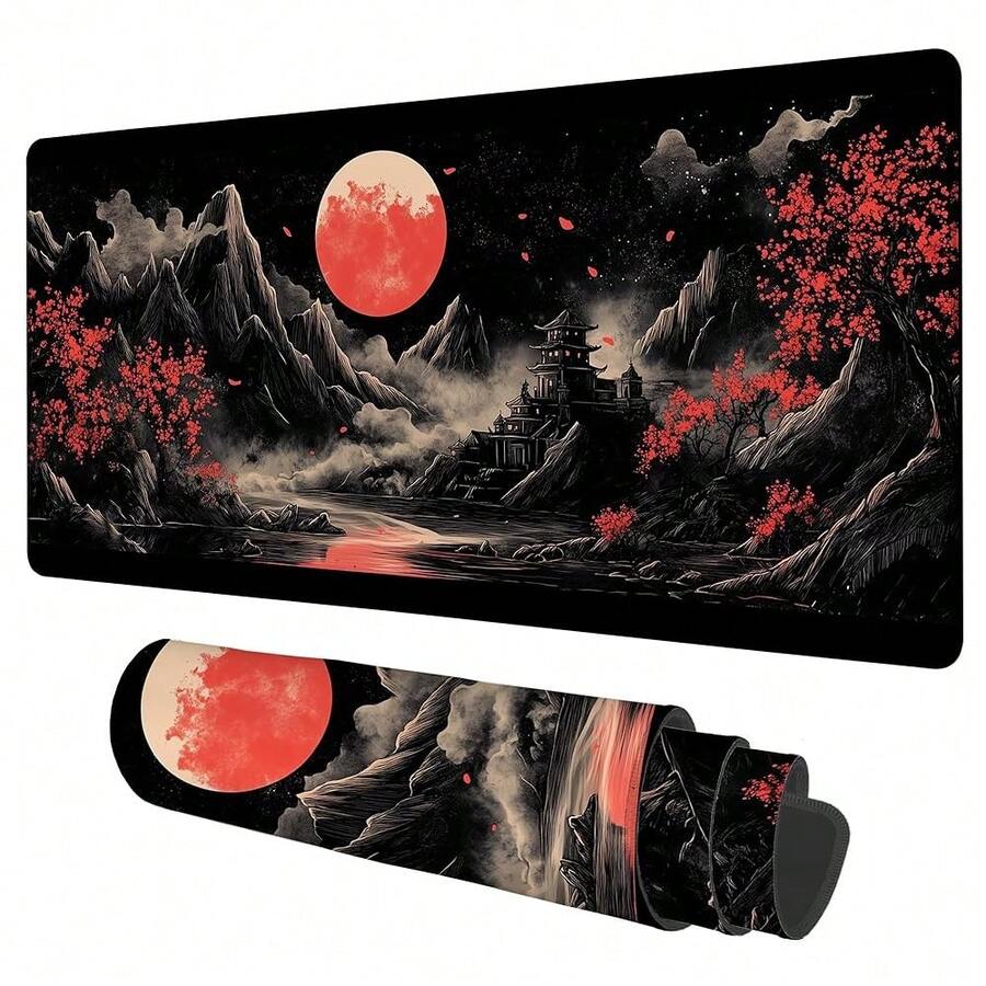 Chinese Style Painting Gaming  Pad 3mm Thick Stitched Edge Waterproof Non-Slip Large Computer Keyboard  Mat,Suitable For Office Entertainment Decorative Desk Pad 35.4 X 15.7 Inches - 中國畫 - 查看 1