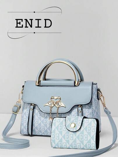 新款字母印花女士手提包，大容量休闲单肩包，多功能斜挎方包