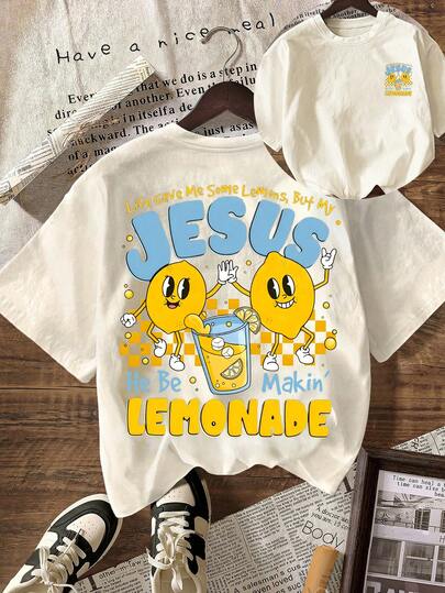 T-shirt Jésus Limonade, Mais Mon Jésus Il Fait De La Limonade, T-shirt graphique pour femmes, T-shirt décontracté à col rond et manches courtes