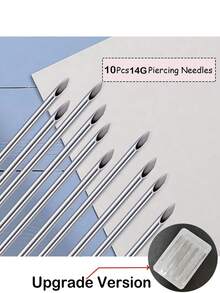 5pcs Hollow Piercing Needles, 12G, 13G, 14G, 16G, 18G And 20G, Suitable For Ear, Nose, Navel, Abdomen, Lip, Tongue Piercing Kit And Piercing Tools - Silver - View 23