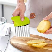 1 pieza Cortador de patatas de acero inoxidable - Manual, duradero y eficiente con hoja curva, herramienta de cocina para cortar patatas y otros vegetales, fácil de usar, sin necesidad de electricidad, cortador y picador de vegetales - - - Ver 9
