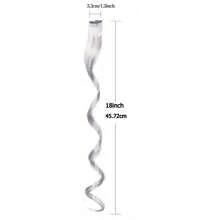 5 lọn tóc nối nhiều màu sắc, kiểu tóc dự tiệc, tóc xoăn gợn sóng, kẹp tóc highlight tổng hợp, phù hợp cho bé gái và phụ nữ, dài 17 inch. - Màu Xám nhạt - Xem 4