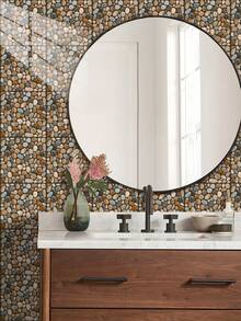 OUTANA 6片/12片鹅卵石瓷砖贴纸，3D自粘可移除瓷砖贴纸，适用于厨房、浴室、客厅、宿舍、墙面、地面装饰，安装简便 - 彩色 - 查看 7