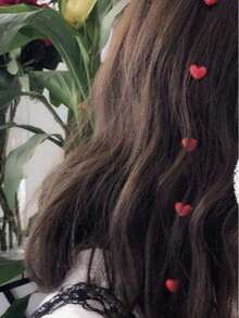 2件套情人节红色爱心流苏配饰套装，波西米亚风可爱嘻哈发夹、发箍、发圈、编织发圈、头饰、派对礼物