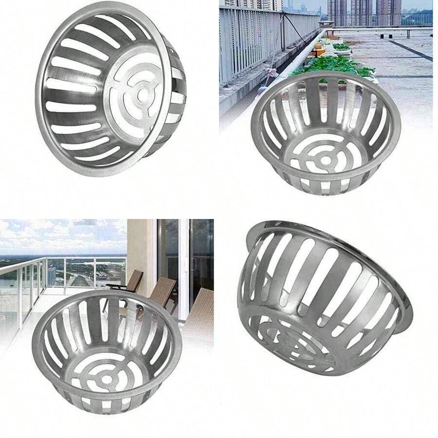 ASHATA 2 Piezas de Acero Inoxidable de Forma Redonda Antibloqueo de Drenaje de Techo Drenaje de Piso para Jardn Balcn para Patio (75 mm/3 Pulgadas) - 75 mm/3 pulgadas - Ver 1