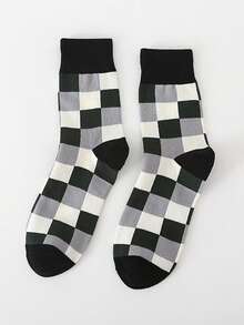 1双复古格子中筒袜，百搭中筒袜，韩式/日式/英式风格 - 彩色 - 查看 10