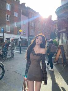 Women Long Dresses - 咖啡 - 查看 3