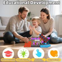 100/200/400 Peças Conjunto de Blocos de Construção Magnéticos do Mundo da Lava - Brinquedos de Construção de Cubos Magnéticos, Adequado para Presentes de Halloween, Natal e Aniversário - Brinquedos Sensoriais STEM para Crianças de 3+ Anos - Multicolorido - Visão 5