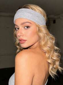 1条简约纯色针织罗纹弹力发带，窄款运动瑜伽发带，男女通用，休闲涤纶材质 - 彩色 - 查看 6