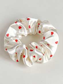 9/3/1件装水晶缎面印花大号发圈，欧美小号心形弹力发圈