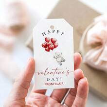 10-50pcs Valentine's Day Happy Gift Label, Customizable Text Pattern Label, Cartoon Pattern Label, Suitable For Valentine's Day Gift Decoration, Cute Cartoon Valentine's Day Decoration Label, Glass Bottle Decoration Label, Dessert Packaging Decoration Label, Gift Decoration For Good Friends, Neighbors, Couples, Classmates, Sons, Daughters, Fathers, Mothers, Grandfathers, Grandmothers, Colleagues - Pink - View 2