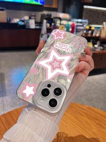 Funda con diseño de estrellas rosas, compatible con iPhone 16, 15, 14 Pro Max, 13, 12, 11, XR y XS Plus. Fabricada en silicona TPU, ofrece protección contra golpes y caídas, además de una excelente sensación al tacto. Es el regalo ideal para familiares, amigos y seres queridos. - Pequeña pluma - Ver 6
