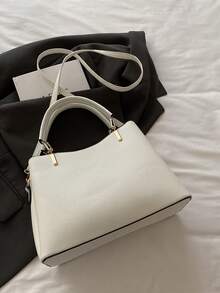Nuevo bolso de mano elegante para mujer, clásico, estiloso y duradero de lujo, con amplia capacidad, para llevar al hombro o cruzado - Blanco - Ver 9