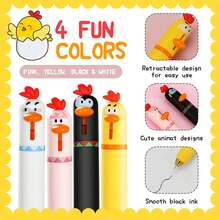 1/4/8/12pcs Funny Chicken Retractable Gel Pens, Cute Novelty Pens With Beak Click, 0.5mm Fine Point Black Ink, Cartoon Writing Pens For Students, Office, School, Gifts - Chicken Gel Pens - View 3