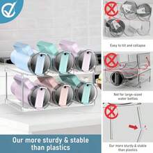 多层可堆叠水瓶收纳架，适用于40盎司保温杯，PS塑料酒瓶架，多功能储物架，安装简便，节省空间，可放入洗碗机清洗，适用于厨房、宿舍、办公室 - 透明 - 彩色 - 查看 5